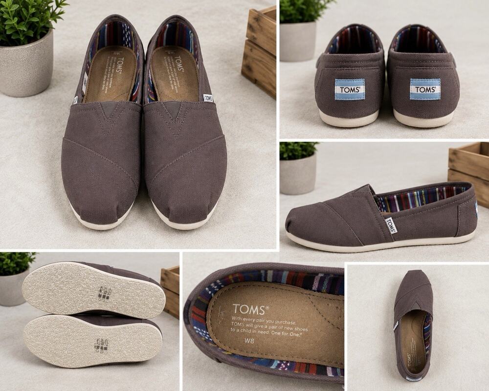 TOMS Classic Canvas Slip On Shoes Women’s 8 Brown New Without Box W8